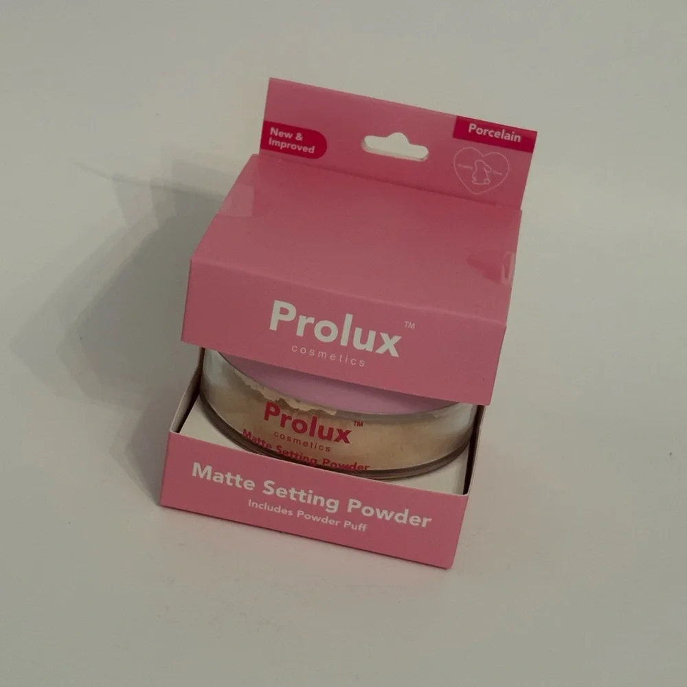 Prolux Matte Setting Powder Porcelain Pink NEW In Box With Puff Full Size OS